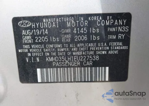 2014 Hyundai Elantra Gt z USA, uszkodzony, nr VIN KMHD35LH1EU227538